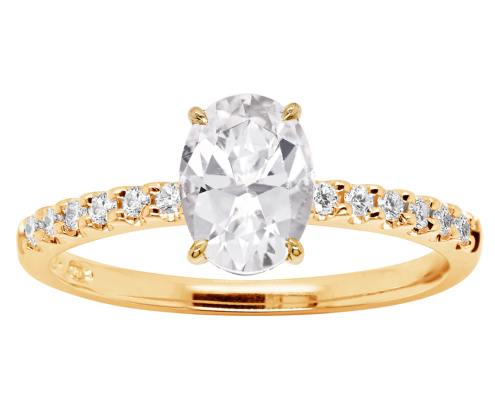 Princess Rania timantti-topasisormus yht. 0,12ct W/SI 14K kierrätyskultaa